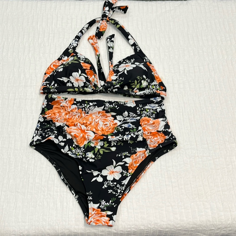CUPSHE Bikini two piece bathing suit tummy control floral large‎ women’s NWOT